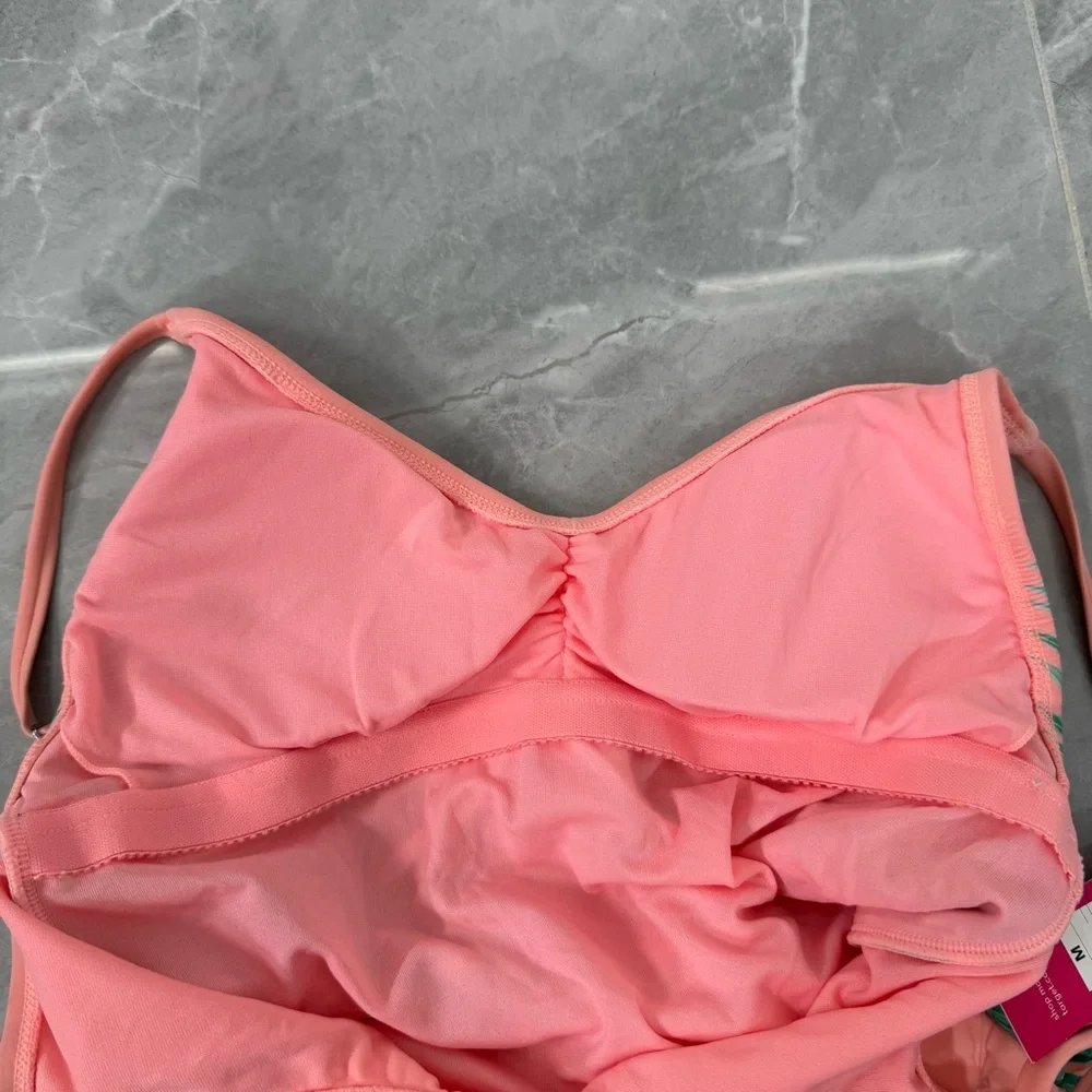 Women’s Xhilaration Palm Print One Piece Swimsuit Scoop Back Adjustable Straps M - Picture 9 of 16